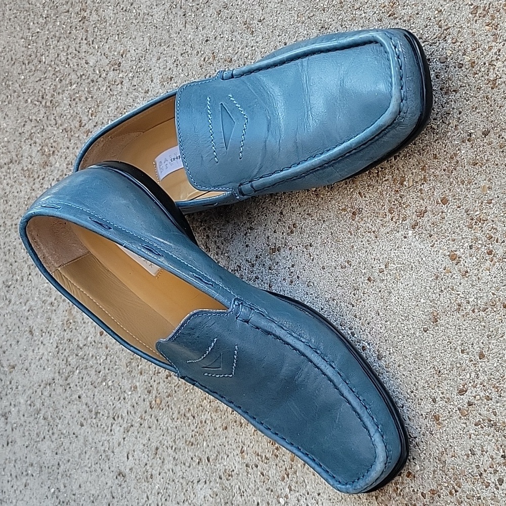 Barneys New York Blue Leather Loafers